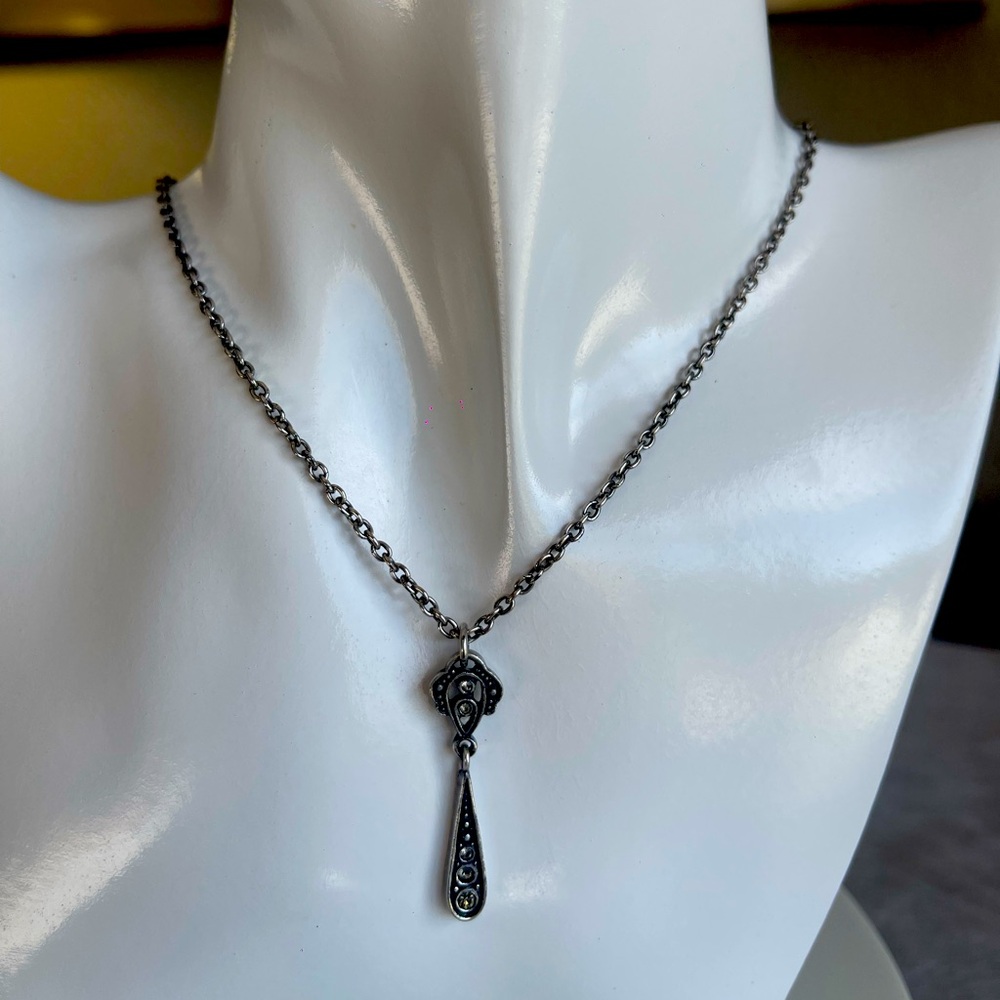 CHRISTIAN DIOR SIGNED‎ GUNMETAL NECKLACE